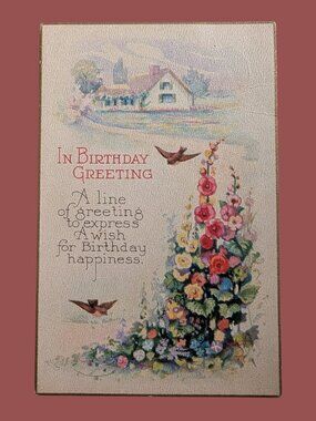 10/$25 Antique Postmarked Stamp Golden Age Floral Cottagecore Birthday Postcard